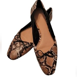 ZARA Woman Beige Snake Animal Print Ballet Flats Size 39 /USA 8